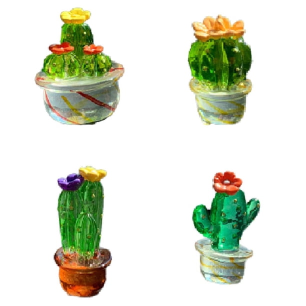 4 Piezas de Adornos Interiores para AutomóViles, Figuras ArtíSticas de Cactus, DecoracióN del Hogar, Adornos de Cactus de Plantas en Miniatura para Manualidades de Escritorio B