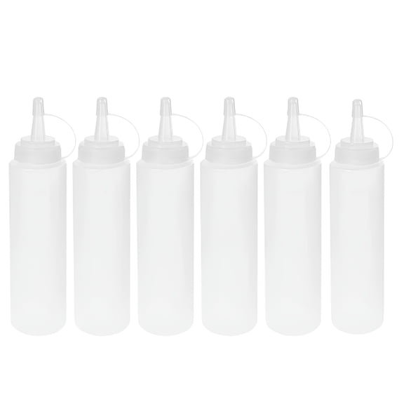 ACDANC 6 Pack 8 Oz Plastic Squeeze Squirt Condiment Bottles with Twist Lids and Discrete Measurements - for Sauce,Ketchup,Bbq,Dressing,Paint,Workshop,Pancake Art Dispenser,and More