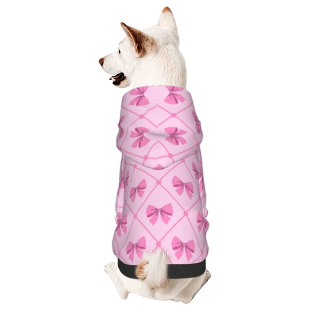 Fotbe Pink bows Sudadera con Estampado para Perros Pequeños – Suéter con Capucha para Mascotas, Tela Suave de Forro Polar con Bolsillo-Medium