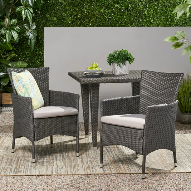Grey Wicker Dining Chairs Set Of 2, Grey Wicker Patio Dining Chairs