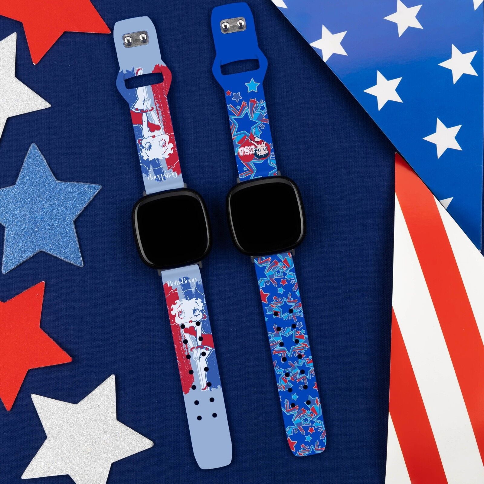 Betty Boop Red White & Boop HD Watch Band Compatible with FitBit Versa 3 & Sense (20mm Long USA) by Affinity Bands
