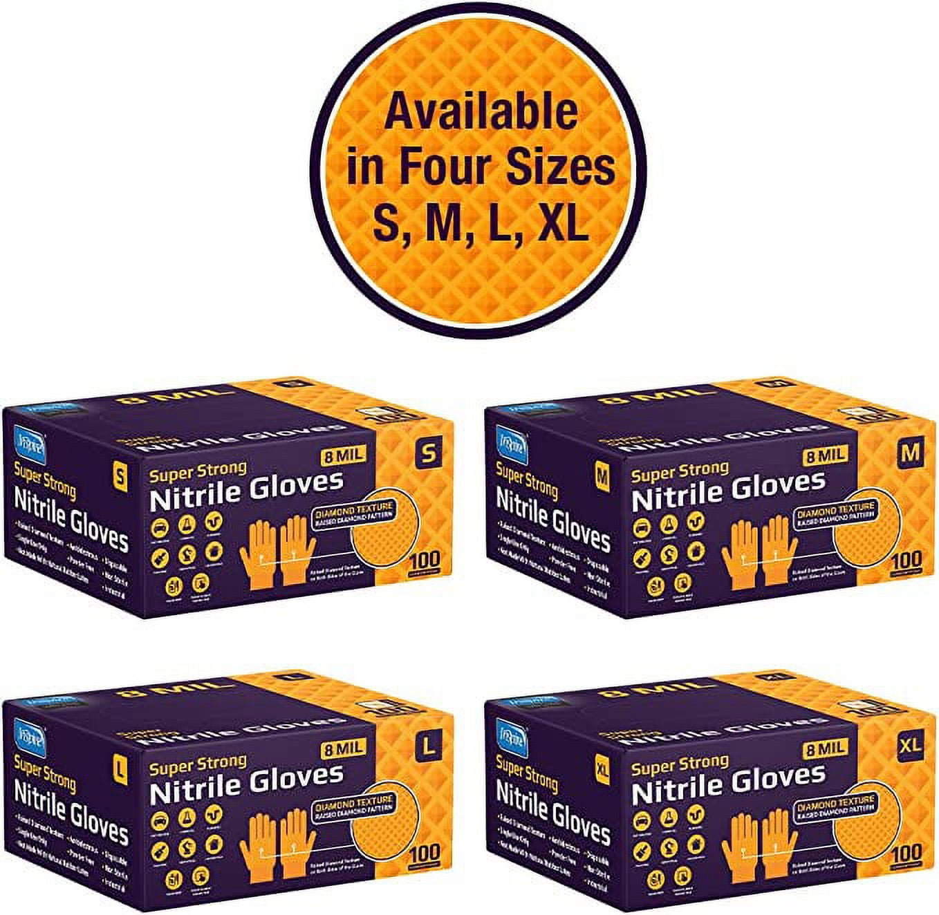 Inspire Orange Nitrile Disposable Gloves | ULTRA 8 Mil Gloves Diamond Textured for Secure Grip