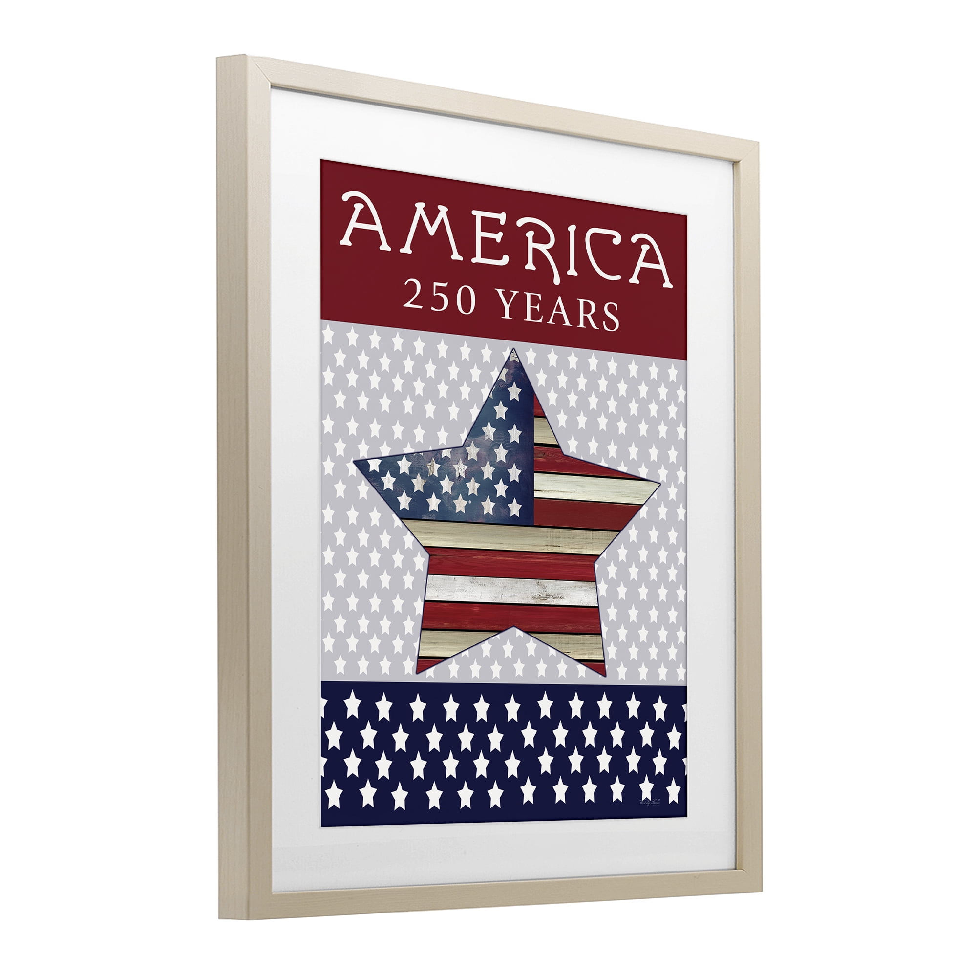 Stupell Industries Historic America 250 Years Birch Framed Print Under Glass, design by Cindy Jacobs