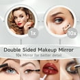 thumbnail image 5 of BALUXCA 9"Large Lighted Makeup Mirror,3000 mAh Rechargeable,1x/10x Magnifying LED Vanity Mirror,3 Color, 360° Rotation Double Sided,Height Adjustable, 5 of 10
