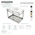 thumbnail image 6 of Kingston Brass VWP3722A8 Quadras 37" Ceramic Console Sink with Steel Base and Shelf (1-Hole), White/Brushed Nickel, 6 of 7