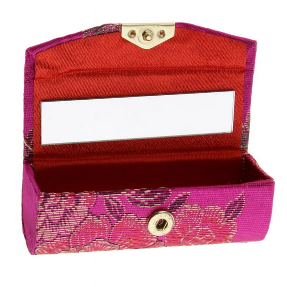 5 Pieces Lipstick Case Holder With Mirror,Chinese Traditional Flower Design Makeup Jewelry Holder Box Lip Carry Case Travel
