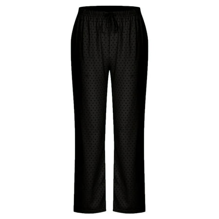 

REORIAFEE Baggy Sweatpants for Women Lounge Pajams Pants Running Joggers Fall Clothes Outfits 2022 Trousers With Pocket Wave Point Drawstring Pajamas Black XL
