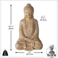 thumbnail image 3 of Big Buddha Statue, 19 " Tall, Seated Figurine, Padmasana Pose, Light Brown with White Patina, Resin, 3 of 6