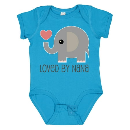 

Inktastic Loved by Nana Grandchild Elephant Gift Baby Boy or Baby Girl Bodysuit