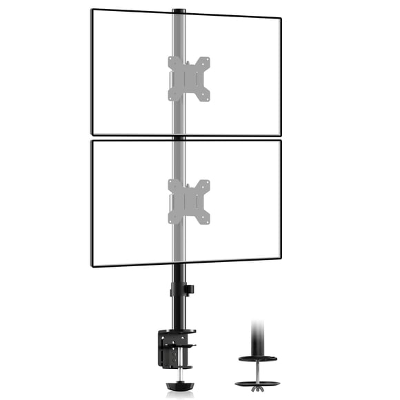Suptek Support de Bureau à Double DEL LCD pour Moniteur, pour 2 / Deux Écrans jusqu'à 27 Pouces, Très Haut, Mât de 31,5 Pouces, Robuste, Entièrement Ajustable, Support Vertical Ar
