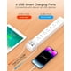 thumbnail image 4 of Paquete de 2 regletas de enchufes con protector de sobretensiones: 6 tomas de corriente, 4 puertos de carga USB, cable de extensión trenzado de 1,5 m, enchufe plano, protección contra sobrecargas,, 4 of 7