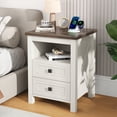 thumbnail image 6 of NEGYLIM Farmhouse Nightstand with Storage Shelves Bedside Tables for Bedroom Modern Wood Side Table Living Room, White, 6 of 10