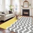 thumbnail image 3 of Area Rug 60×96in, Abstract Geometric White Arrow Lines Chevron Floor Carpet Living Room Rug, Yellow Non-Slip Welcome Mat Indoor Rugs for Bedroom Dining Room, 3 of 9