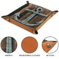 thumbnail image 3 of Women Girls Leather Square Dish Trinket Plate Jewelry Tray, Blue Anchor Brown Wooden Flag Mothers Day Birthday Gift, 20.5x20.5cm, 3 of 6