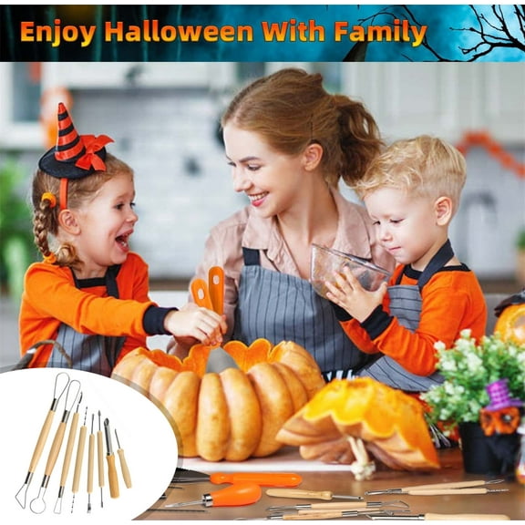 Snmubt Halloween-O-Lantern Carving Tools 8-Piece Set Fruit Knife Children Cutting-O-Lantern Decoration Tools Carving Knife (As Show)