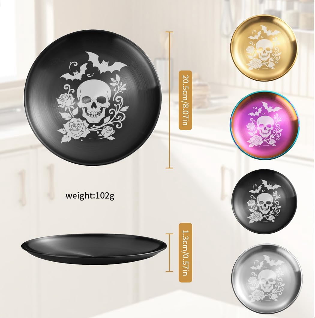 6PCS Halloween Gothic Dinner Plates, 8.07 Inch Round Kitchen PP Dish ...