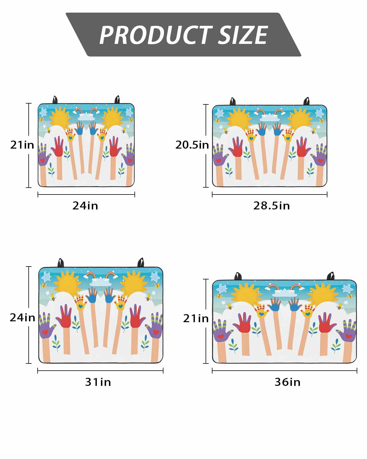 Stove Top Covers for Electric Stove, Colorful Love Heart Hand Glass Stovetop Cover Protector, Rainbow Sky Cartoon Kids Hands Induction Cooktop Protector Oven Mat for Kitchen Countertop 24"x21"