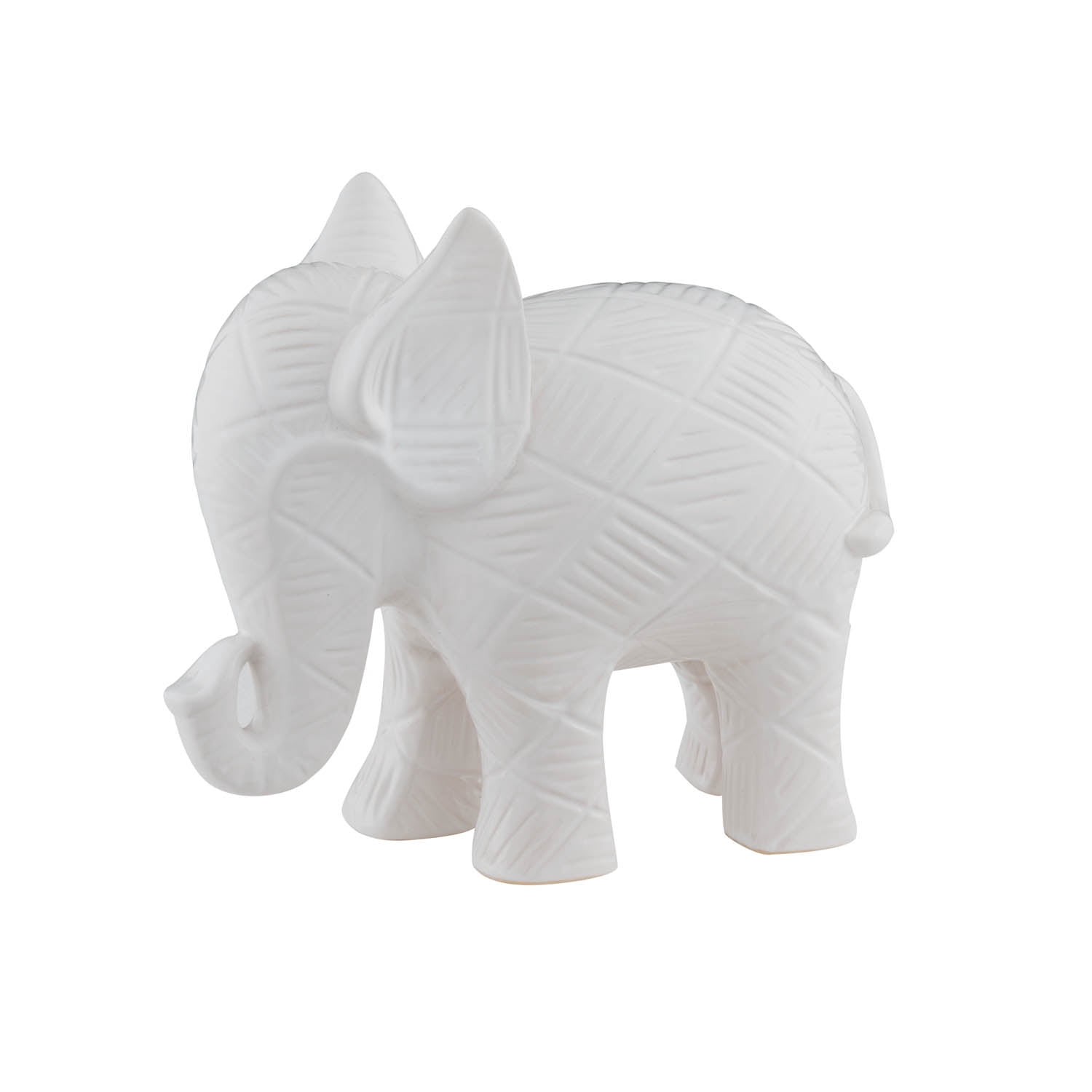 Abbott Collection White Ceramic Elephant Figurine - Large Decorative Statue, 9.5" Long