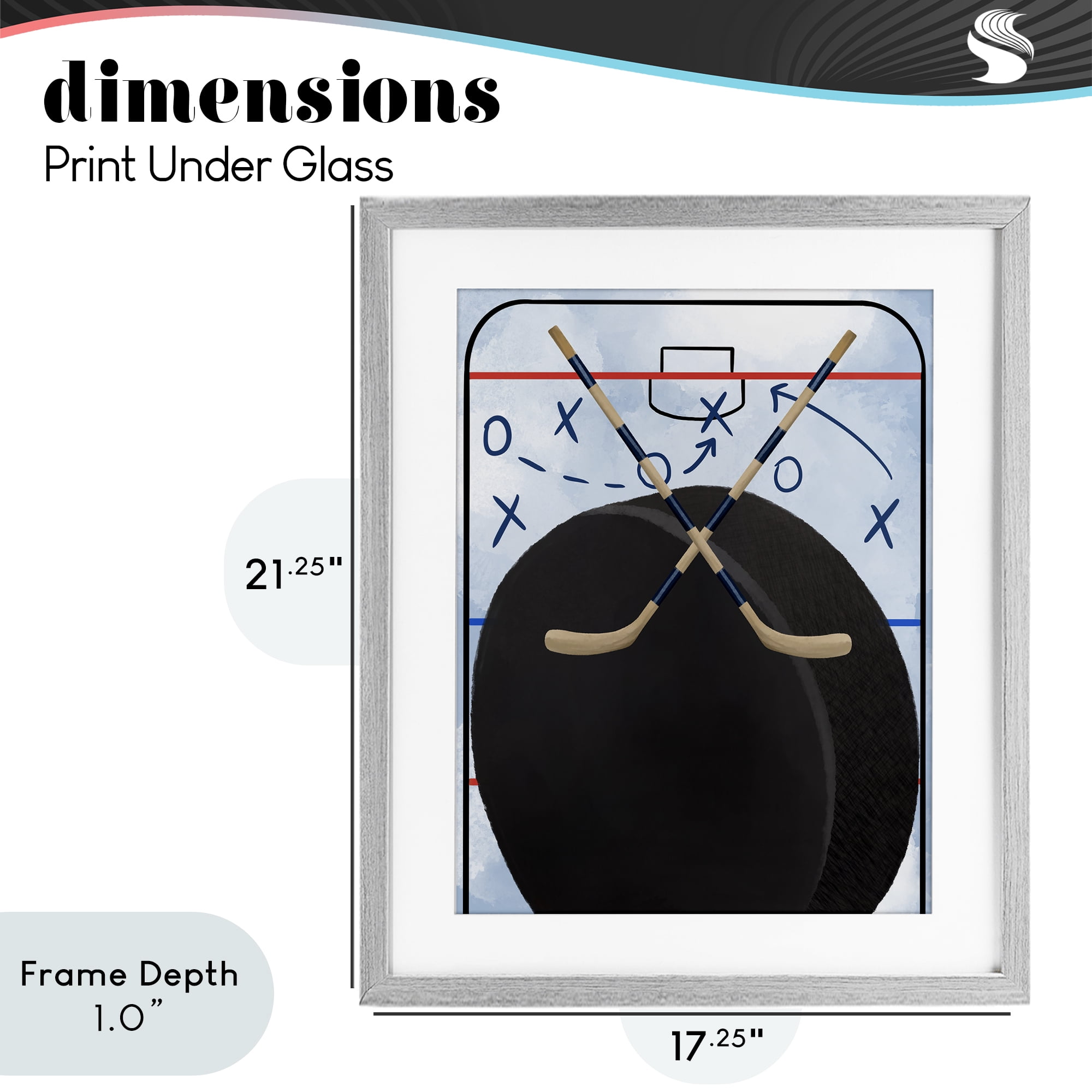 Stupell Industries Hockey Rink Tactics Gray Framed Print Under Glass, design by Jennifer Stith