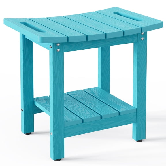 Sky Blue Waterproof Shower Stool With Storage Shelf For Spa Bathroom