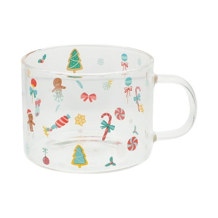 

Gregiular Christmas Glass Breakfast Cup Clear Coffee Mug Wide Mouth Drinking Cup