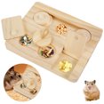 thumbnail image 3 of Thren Wooden Hamsters Foraging Toy Rabbit Puzzle Toy with 6 Food Holes Interactive Treat Dispenser Toy for Rabbits Bunny Rats,7" x 5.5" x 0.79", 3 of 8