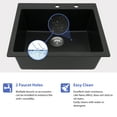 thumbnail image 3 of Logmey 25"x22" Drop-in Black Quartz Composite Sink Top Mount Single Bowl Kitchen Sink with Bottom Grid, 2 Faucet Holes, 3 of 8