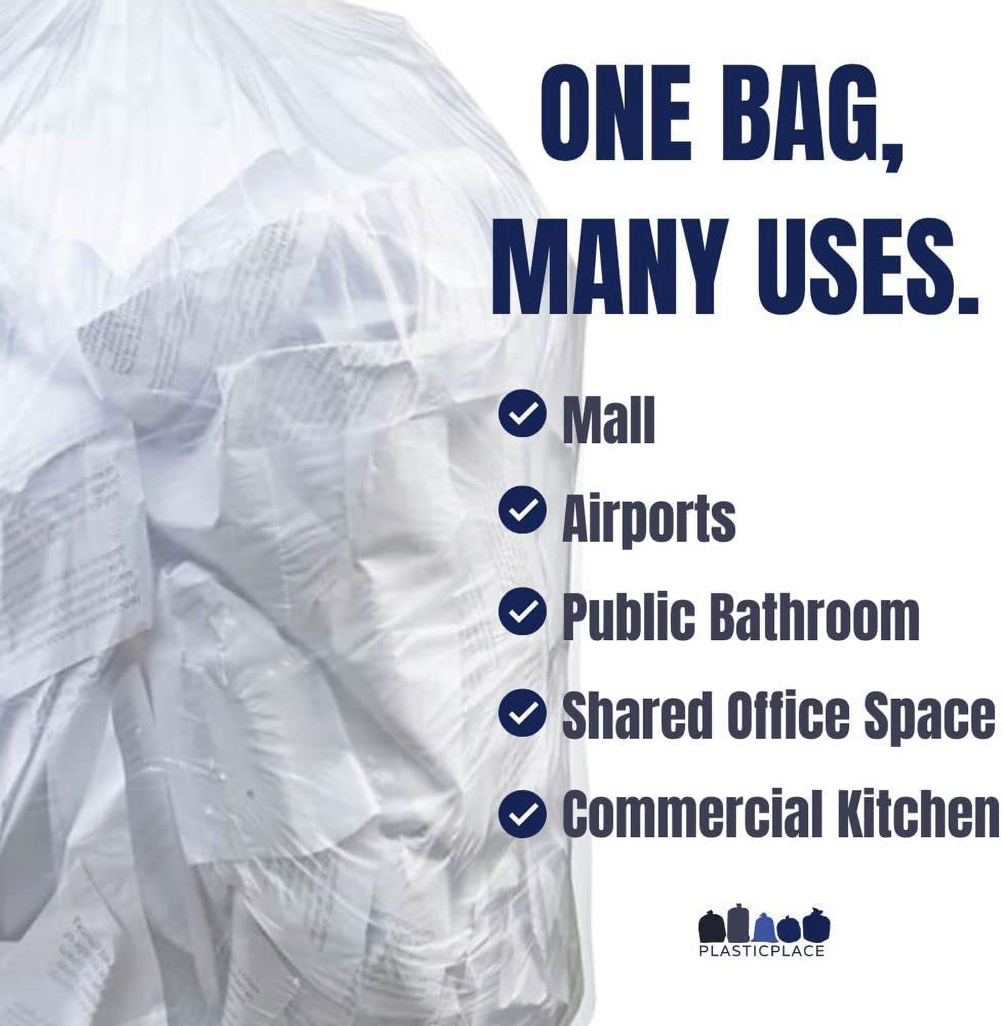 Plasticplace 40-45 Gallon Trash Bags │16 Microns │ Clear Heavy Duty Garbage Can Liners │ 40" x 48" (250 Count)