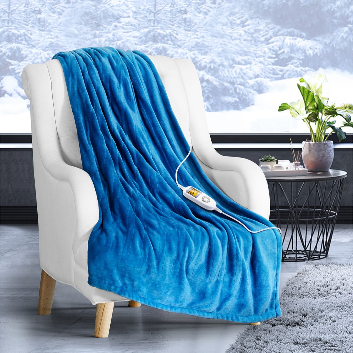 iTeknic Electric Blanket Heated Blanket 50 x 60 Flannel Heated Throw with  10 Heating Levels, Auto-off, Machine Washable, Blue - Walmart.com