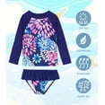 thumbnail image 3 of Zando Toddler Girl Rash Guard Sets Swimsuit Long Sleeve Top and Elastic Bottom with Ruffle Bathing Suits Baby Girl UPF 50+ Sun Protection Swimwear Navy Watermelon 5-6T, 3 of 5