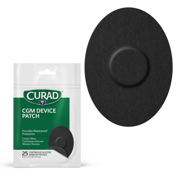 Curad Continuous Glucose Monitor Patches, Black, 25 Ct