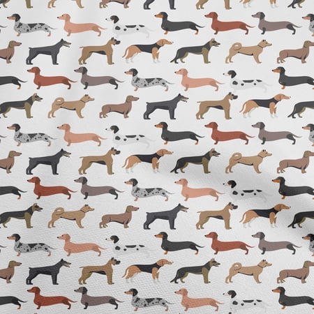 oneOone Cotton Poplin White Fabric Dog Sketch Diy Clothing Quilting Fabric Print Fabric By Yard 56 Inch Wide