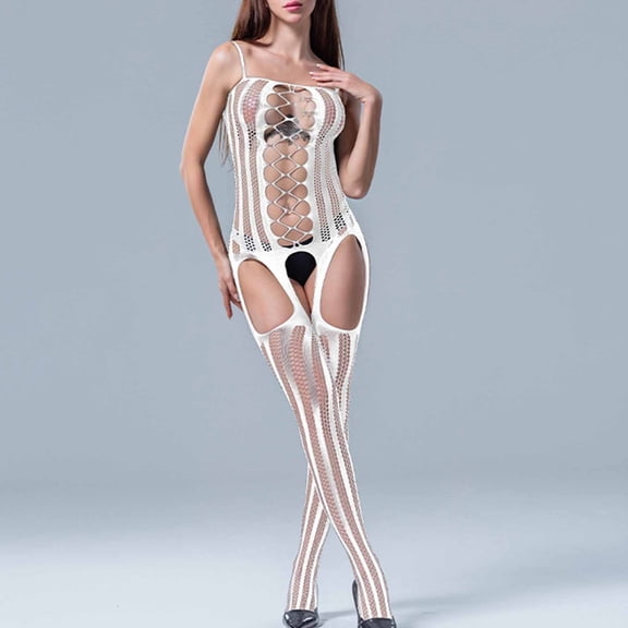 uublik Women's Lingerie Valentine's Day One Piece Nightwear Lace Nightgown Bodysuit Chemise Sleepwear White Free Size