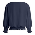 thumbnail image 7 of COMVALUE Banded Bottom Tops for Women Smocked Tops Elastic Cinched Waist Top Dressy Blouse 3/4 Length Sleeve Casual Outfits Blue for Size XXL, 7 of 7