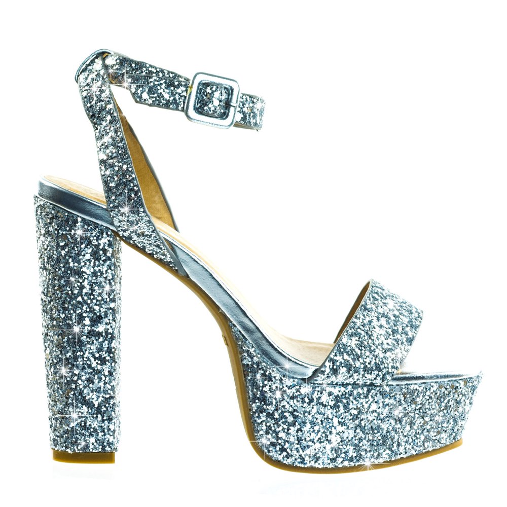 Bamboo - Admire09 by Bamboo, Glitter Block Heel Platform Open Toe ...