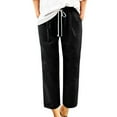 thumbnail image 1 of Giftesty Pants for Women Clearance Women's Fashion Casual Solid Color Elastic Cotton and Linen Trousers Pants, 1 of 5