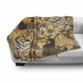 thumbnail image 3 of Tiger Soft Flannel Fleece Throw Blanket, Tropical Animals of Bengal and Toucan Harmonious Nature, Cozy Plush for Indoor and Outdoor Use, 50" x 70", Earth Yellow Dark Blue, by Ambesonne, 3 of 6
