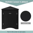thumbnail image 3 of Tcbosik Modern Corner Cabinet, 31.5"H Floor Standing Triangle Storage Organizer with Adjustable Shelves for Books, Toiletries, and Home Decor, Black, 3 of 10