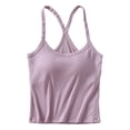 thumbnail image 2 of Womens U Neck Shapewear Built-in Bra Tank Top High Strechy Slim Fit Compression Camisole Workout Tops, Sleeveless Gym Athletic Yoga Tops(Pink,L), 2 of 7