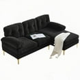thumbnail image 6 of Modern 82.6" L-Shaped Velvet Sofa for Living Room, Bedroom, 6 of 26
