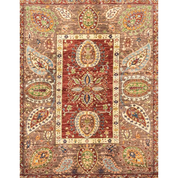 Ahgly Company Machine Washable Indoor Rectangle Abstract Yellow Orange Area Rugs, 5' x 7'