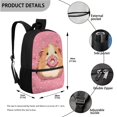thumbnail image 3 of Jeiento Pink Hamster Backpack with Lunch Box for Kids Age 8-10 3 in 1 Primary School Book Bags 4th Grade with Pen Box Lunch Bag Set Cute Children School Bag and Lunchbox, 3 of 7