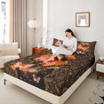 thumbnail image 4 of Manfei Romantic Orange Butterfly Full Size Sheets for Adult, Mandala Paisley Print Bed Sheets, Valentines Day Sheet Sets, Luxury Bedroom Decor, 4pcs, 4 of 7