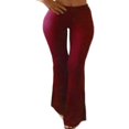 thumbnail image 1 of Women Bell Bottom High Waist Ruffle Pants Solid Slim Fit Trousers Yoga Pants Wide Leg Pants, 1 of 4