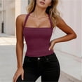 thumbnail image 5 of Fewfanhot Womens Tops Ribbed Crop Backless Going Out Cami Slim Fit Tank Top, 5 of 5