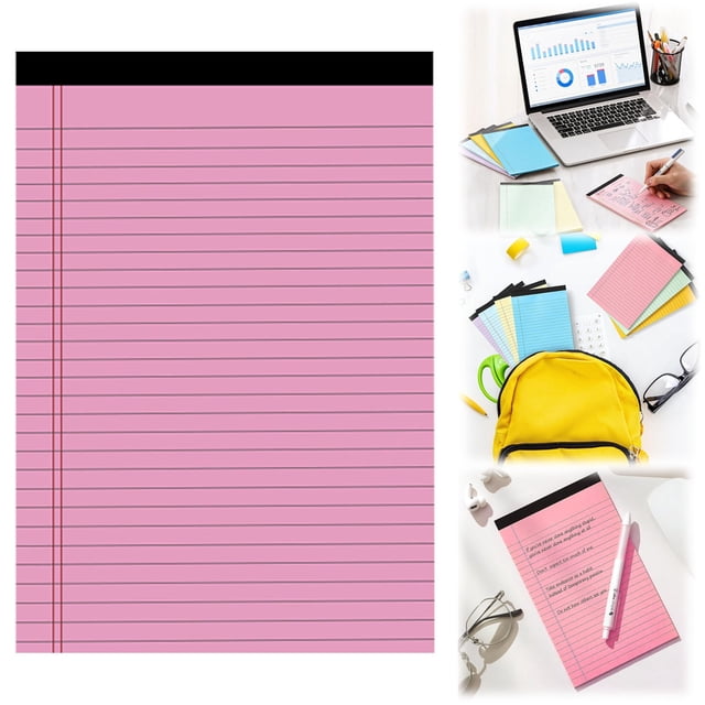WHEANG Colored Legal Writing Wide Ruled 50 Sheets Per Notepad Perforated Writing Notepad For School College Business