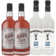 Dhōs Handcrafted Non-Alcoholic Bittersweet 2 Pack w 2 Pack Owen’s Mixers Club Soda - Keto-Friendly, Zero Sugar, Zero Calories, Zero Proof - 750 ML - Perfect for Mocktails - A