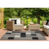 United Weavers Mali Dabeda Contemporary Geometric Area Rug, Black, 5'3" x 7'6"