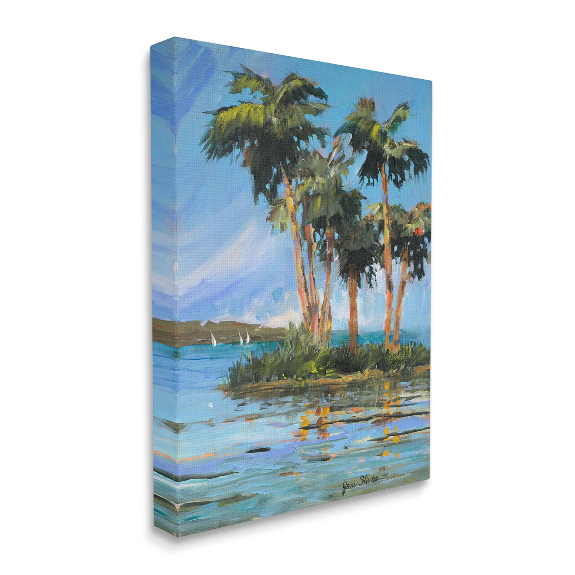 Stupell Industries Palm Island Painting Nature Painting Gallery Wrapped Canvas Print Wall Art, 24 x 30