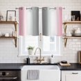 thumbnail image 2 of Pink Grey Kitchen Curtains Small Short 39 Inch Length, Gray Farmhouse Modern Rustic Grommet Top Bedroom Living Room Curtains, Light Filtering Cafe Curtain Drapes 2 Panels Set 55''x39'', 2 of 9